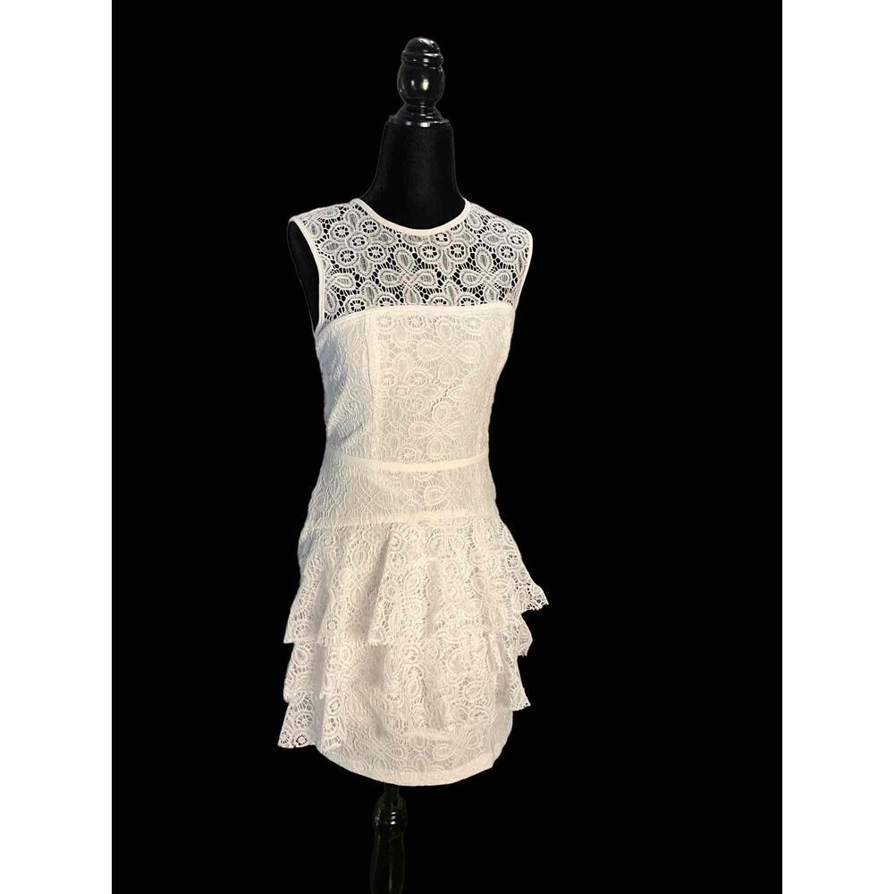 A.L.C. Womens White Laced Tiered Sleeveless Dress Size Sm